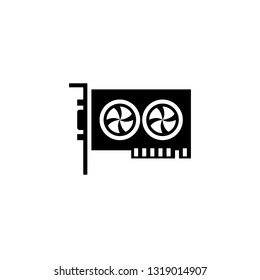 Graphic Card icon glyph or solid style vector illustration. computer hardware and accessories