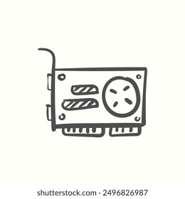 graphic card icon, isolated handdrawn icon theme gadget