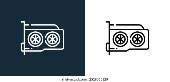 graphic card icon isolated on white and black colors. graphic card outline linear vector icon from computer peripherals collection for mobile apps, web and ui.