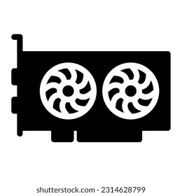 graphic card icon vector designed in detailed solid glyph style (64px artboard)