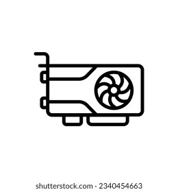 Ilustración de vectores de iconos de contorno de tarjeta gráfica