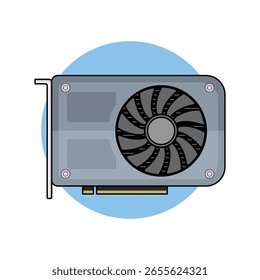 Tarjeta gráfica con un solo ventilador. Diseño de Vector