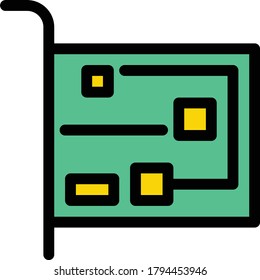 graphic card vector  flat color icon