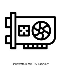 Diseño de iconos de línea del vector de tarjeta gráfica