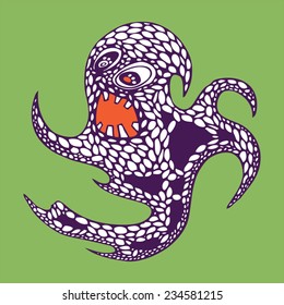 graphic caricature of a sea monster octopus