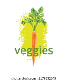 Graphic Carrot. Veggie drawn. Seasonal Vegetables. Conceptual Logo Design