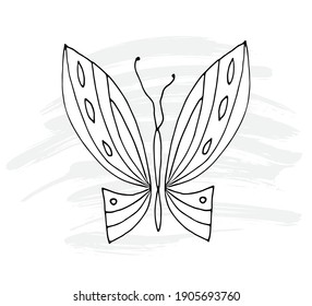 Graphic cartoon abstract butterfly. Coloring book for kids. Outline. Vector illustration.