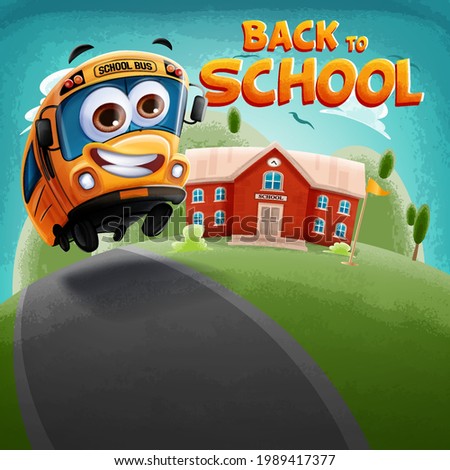 graphic with cartoon bus for back to school