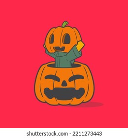 Graphic Cartoon Pumpkin Head Surprised