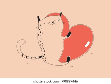 Graphic cat st valentines day