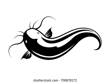 graphic catfish on white background, vector