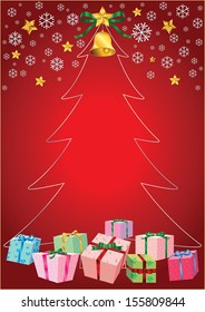 graphic for celebration,Christmas tree , gift and colored 