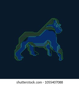graphic of character design of gorilla in digital futuristic style