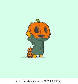 graphic character pumpkin head feeling happy