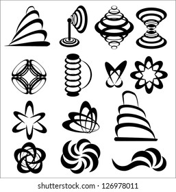 graphic character Set of simple figures black color.