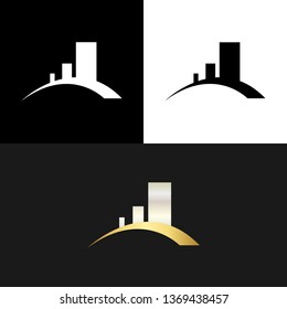 Graphic Chart Abstract Elegant Gold Silver Business Icon Logo