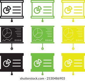 Gráfico na imagem vetorial de silhueta do quadro de apresentação. Ilustração vetorial de apresentação de negócios. ensinar escola e educação