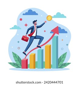 graphic chart up people success cartoon vector illustration 02