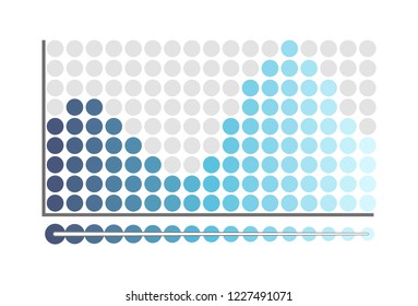 Graphic chart, representation of information report vector. Timeline with growing and falling down circles. Infographic flowchart with business data