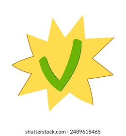 graphic check mark cartoon. box confirm, button vote, choice approved graphic check mark sign. isolated symbol vector illustration