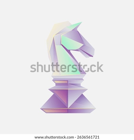graphic of chess knight present in low poly 