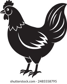 graphic chicken silhouette vector illustration black background