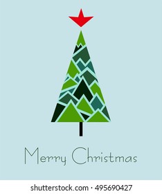 graphic Christmas card with tree, Xmas card
