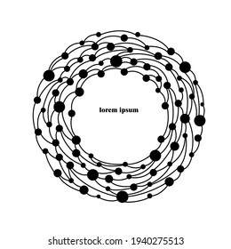 Graphic circle frame with abstract lines and black points. Great element for your design. 