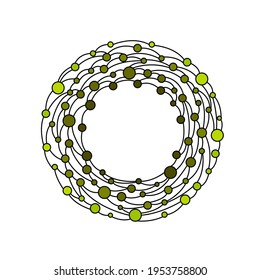 Graphic circle frame with abstract lines and colored points. Great element for your design. 