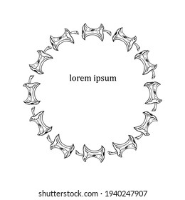 Graphic circle frame with apple core. Great white and black element for your design.