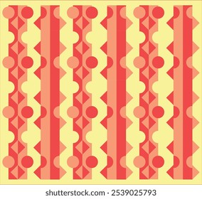 Graphic circles line seamless pattern. Vector illustration. red and yellow pattern