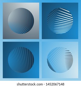 graphic circles phases set in blue shades