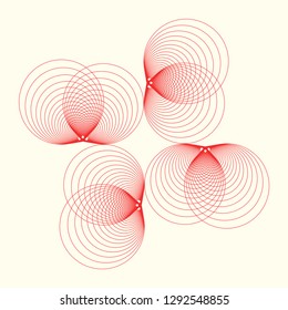 graphic circles symbol lace frame in red ivory