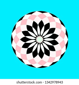 graphic circular rosette in soft pink blue shades