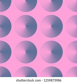 graphic circular waves seamless pattern in pink blue shades