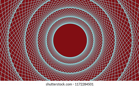 graphic circular web with concentric waves in brown and blue