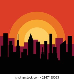 Graphic Cityscape Sunrise Sunset Stock Vector (Royalty Free) 2147435053 ...