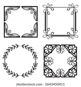 Graphic and Classic Vintage Decorative Floral Frames Vector Collection
