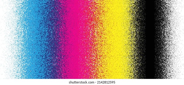 graphic, CMYK circles prepress color cyan, magenta, yellow and black.  icon or pictogram. Cartoon vector rainbow symbol. cmyk, pms dots or points background. print control scales