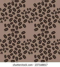 Graphic coffee beans. Vector seamless pattern. Morning breakfast mood