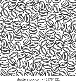 Graphic coffee beans. Vector seamless pattern. Coloring book page design for adults and kids