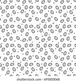 Graphic coffee beans. Vector seamless pattern. Coloring book page design