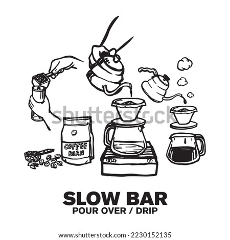 Graphic for coffee drip, pour over coffee. for background. background use for cafe