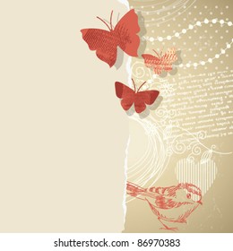 graphic collage with butterflies and floral elements