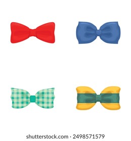 Graphic collection of colorful bow ties on a white background, suitable for formal wear designs