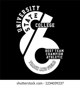 graphic COLLEGE for shirt and print