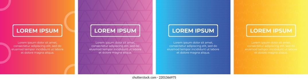 Graphic Color Background gradient design different type with colorful for social media. Blue, yellow, purple, red template post template