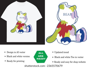 Graphic color bear for printing vector
