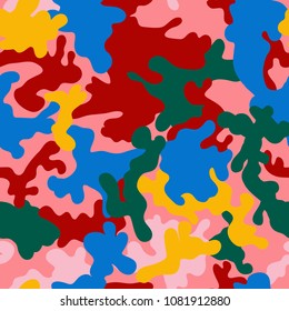 Graphic color military army seamless pattern for printed tee, t shirt. Vector illustration for fabric decoration.