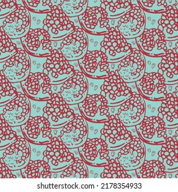Graphic color pattern with contour grenades. Scrapbooking, packaging, wallpaper.